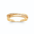 Bague trois fils croisés dont un pavé de zircons plaqué or, vue de face
