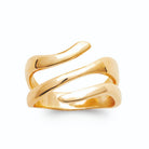 Bague trois fils d’or en vagues croisées sans pierre plaqué or, vue de face