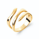 Bague trois fils d’or en vagues croisées sans pierre en plaqué or, vue de trois quarts