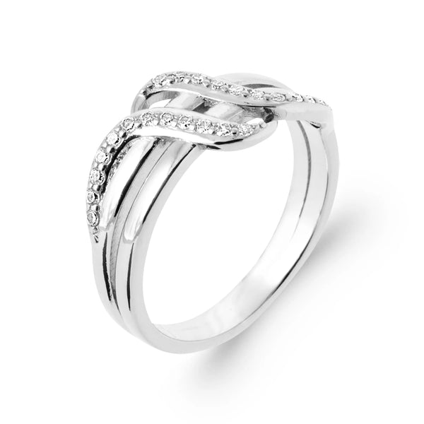 Bague trois rangs ondulés dont un pavé en argent 925