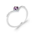 Bague en V pavée et pierre violette en argent 925