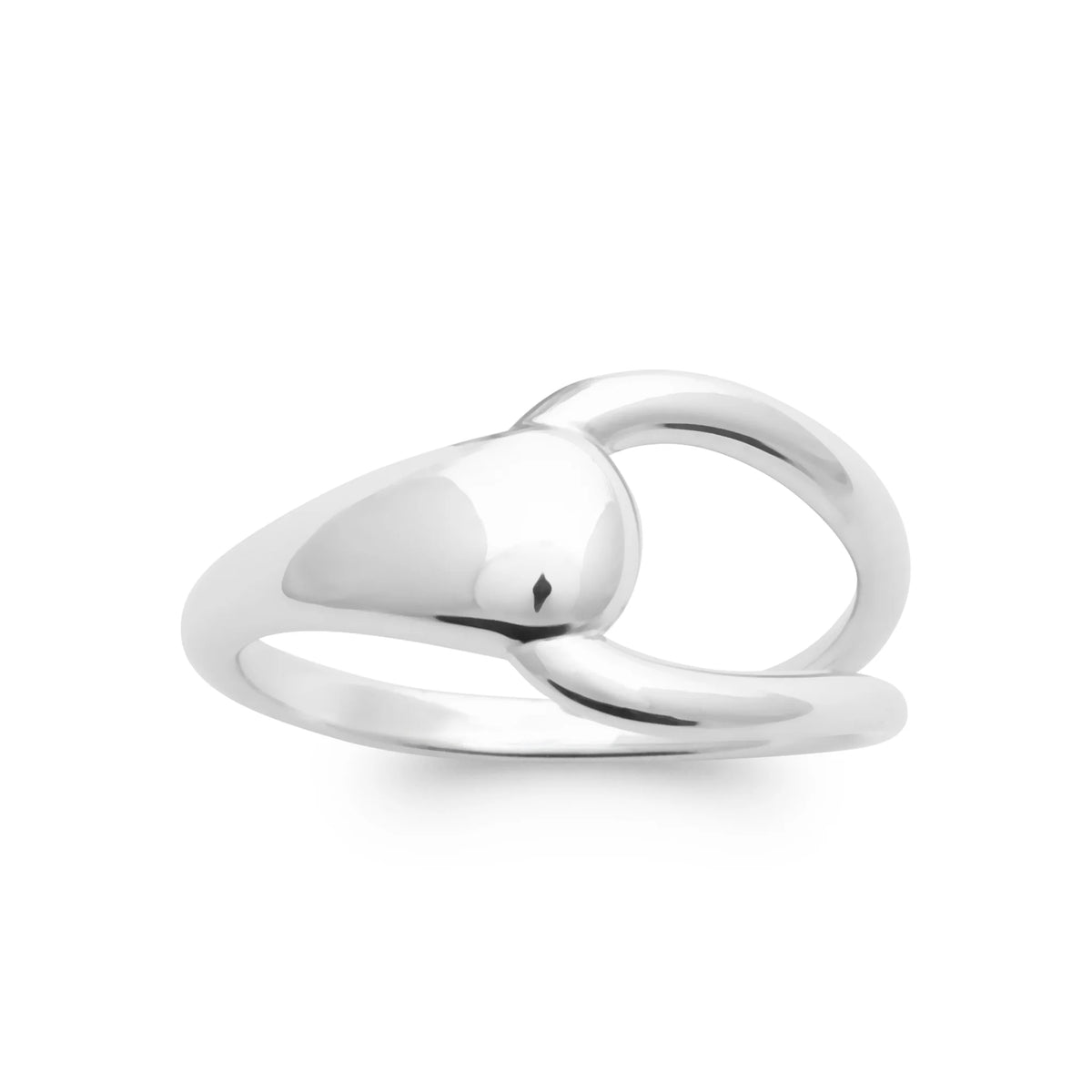Bague vague croisée lisse en argent 925 rhodié