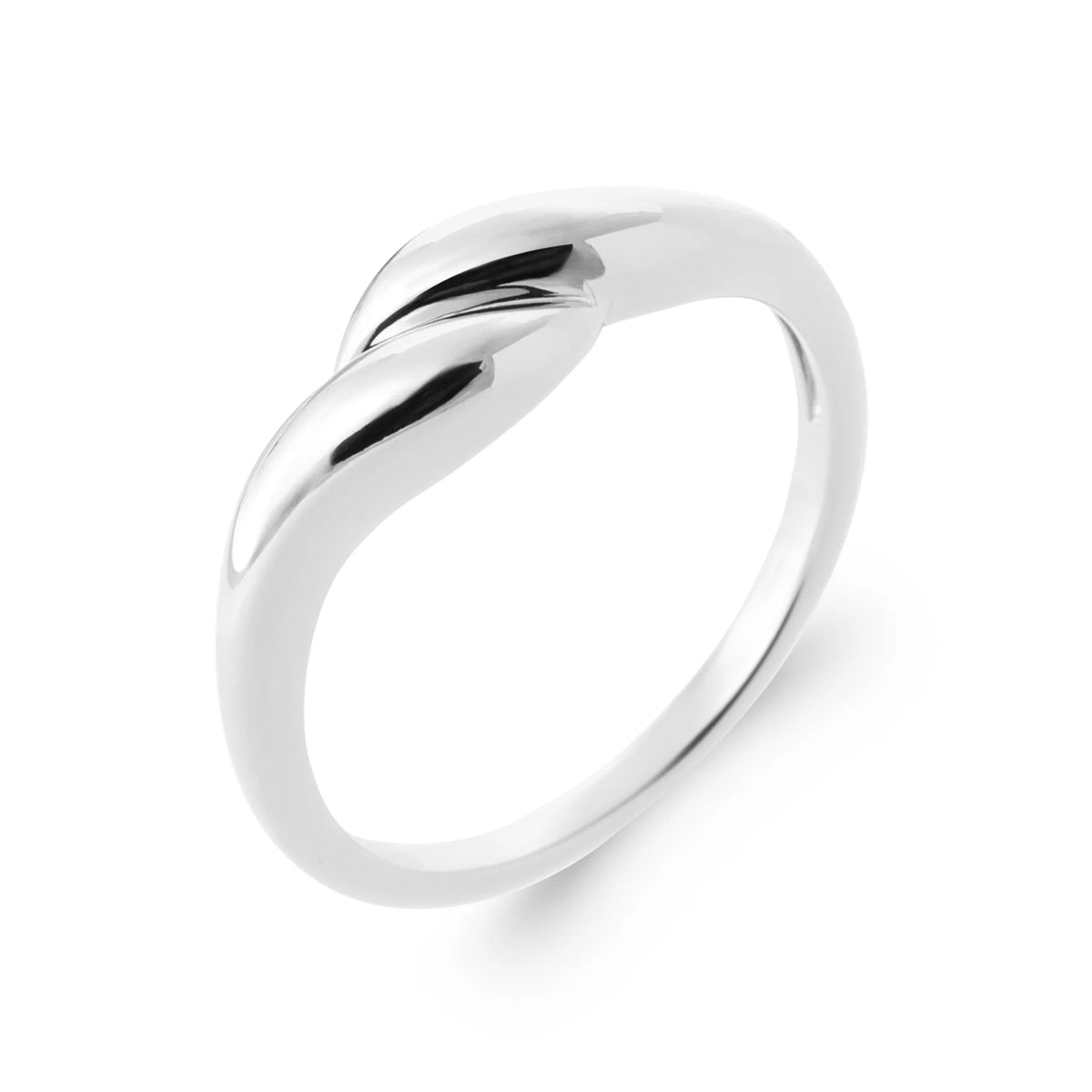 Bague vague enveloppante polie en argent 925 rhodié