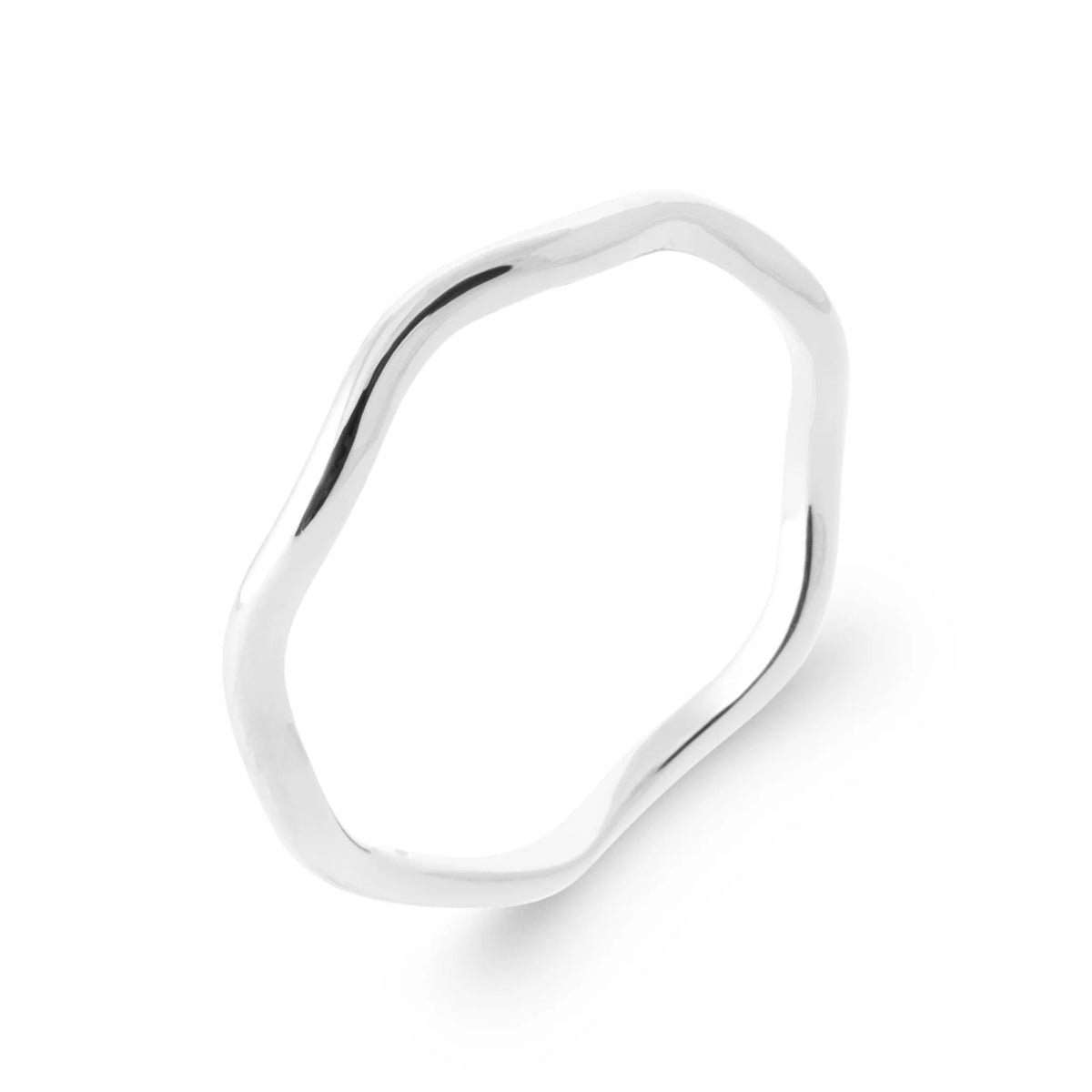 Bague vague fine en argent 925 rhodié