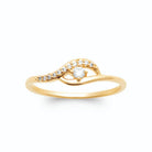 Bague vague fine zircon serti clos et ligne de zircons plaqué or, vue de face
