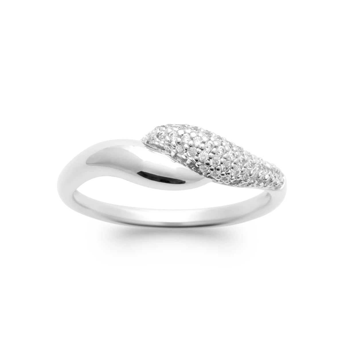 Bague vague pavée enveloppante en argent 925