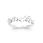 Bague vague de zircons en cascade en argent 925, vue de face