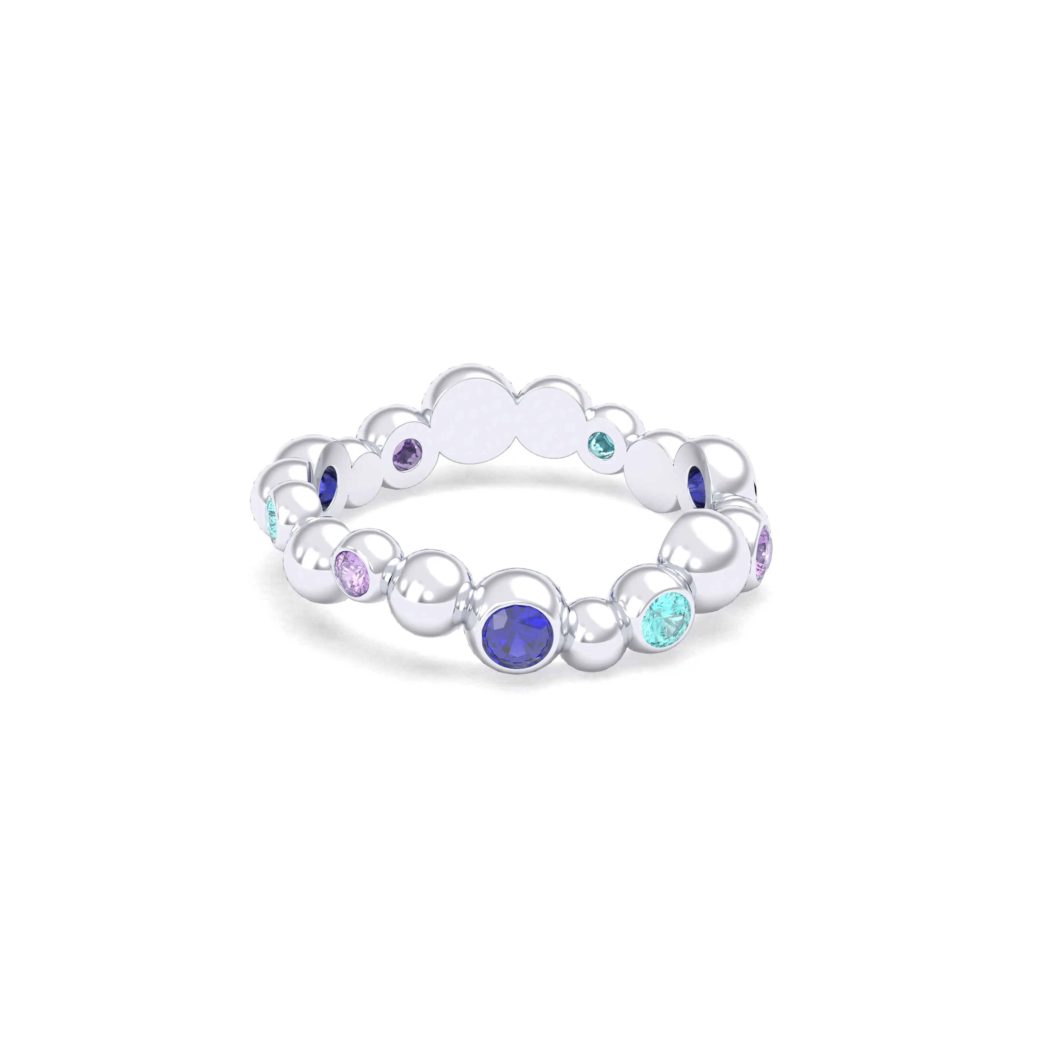 Bague Volga or blanc 18 carats avec pierres précieuses et fines personnalisables