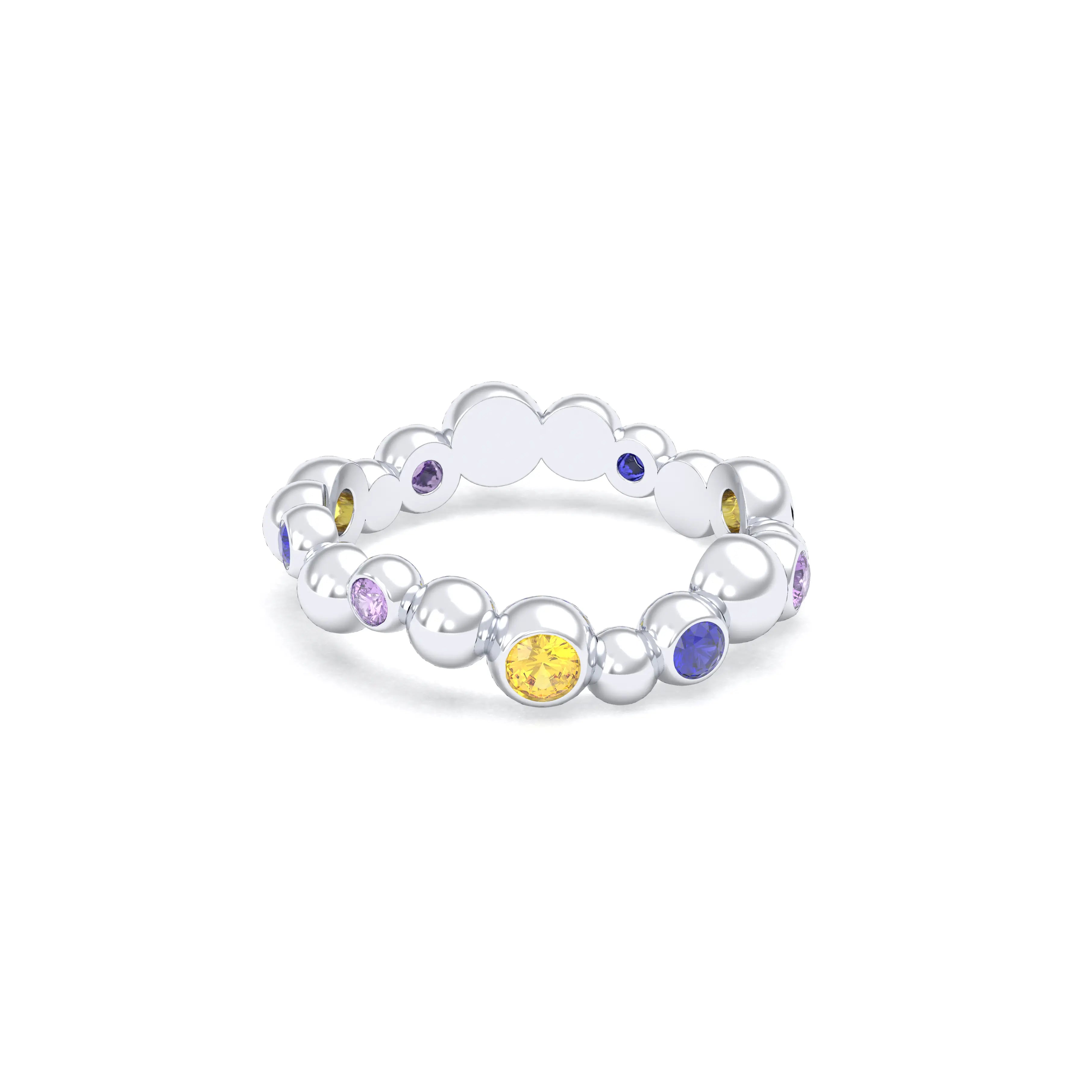 Bague Volga or blanc 18 carats avec pierres précieuses et fines personnalisables