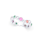 Bague Volga or blanc 18 carats avec pierres précieuses et fines personnalisables Émeraudes - Saphirs pêche - Saphirs roses