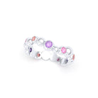 Bague Volga or blanc 18 carats avec pierres précieuses et fines personnalisables Saphirs pêches - Saphirs violets - Saphirs roses