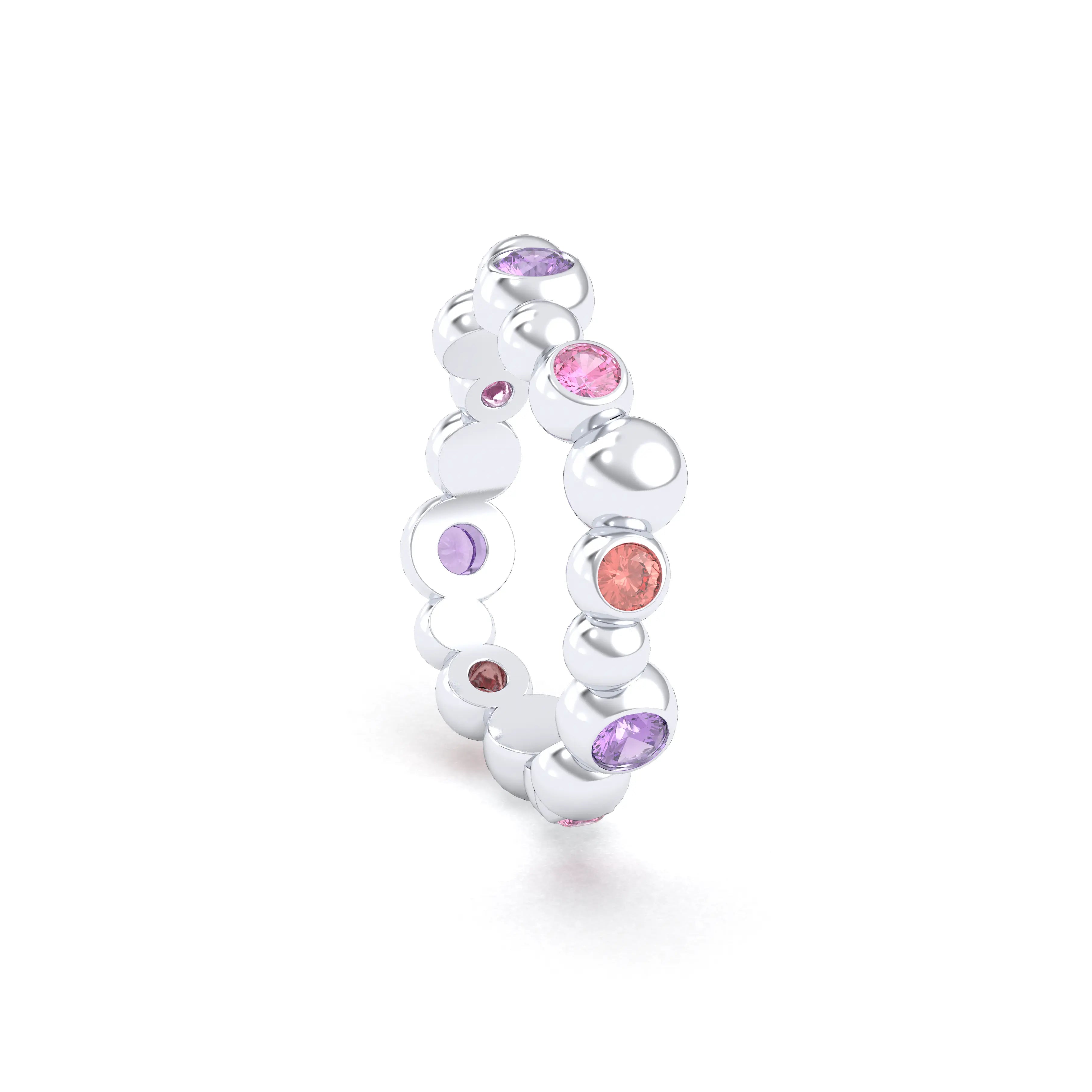 Bague Volga or blanc 18 carats avec pierres précieuses et fines personnalisables
