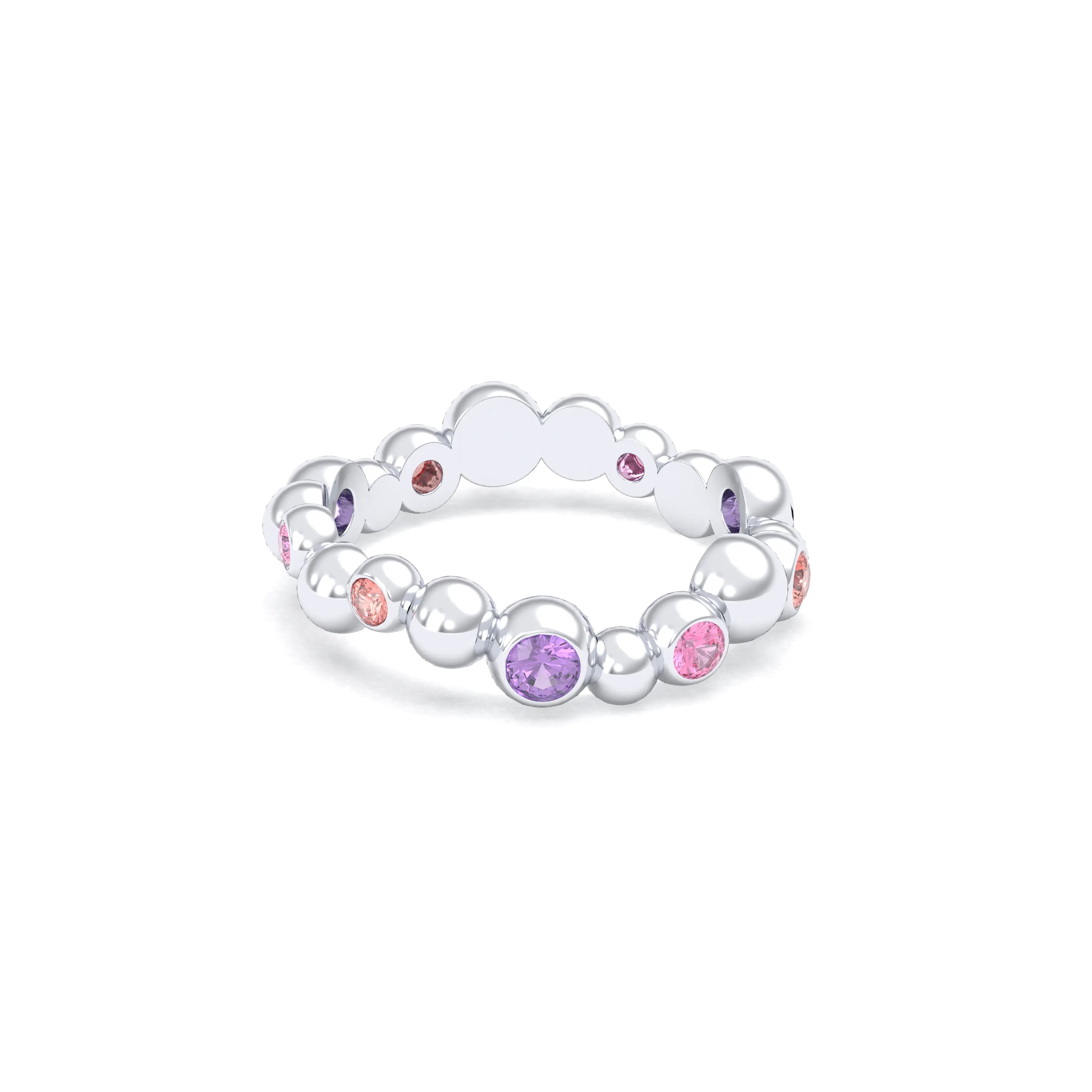Bague Volga or blanc 18 carats avec pierres précieuses et fines personnalisables