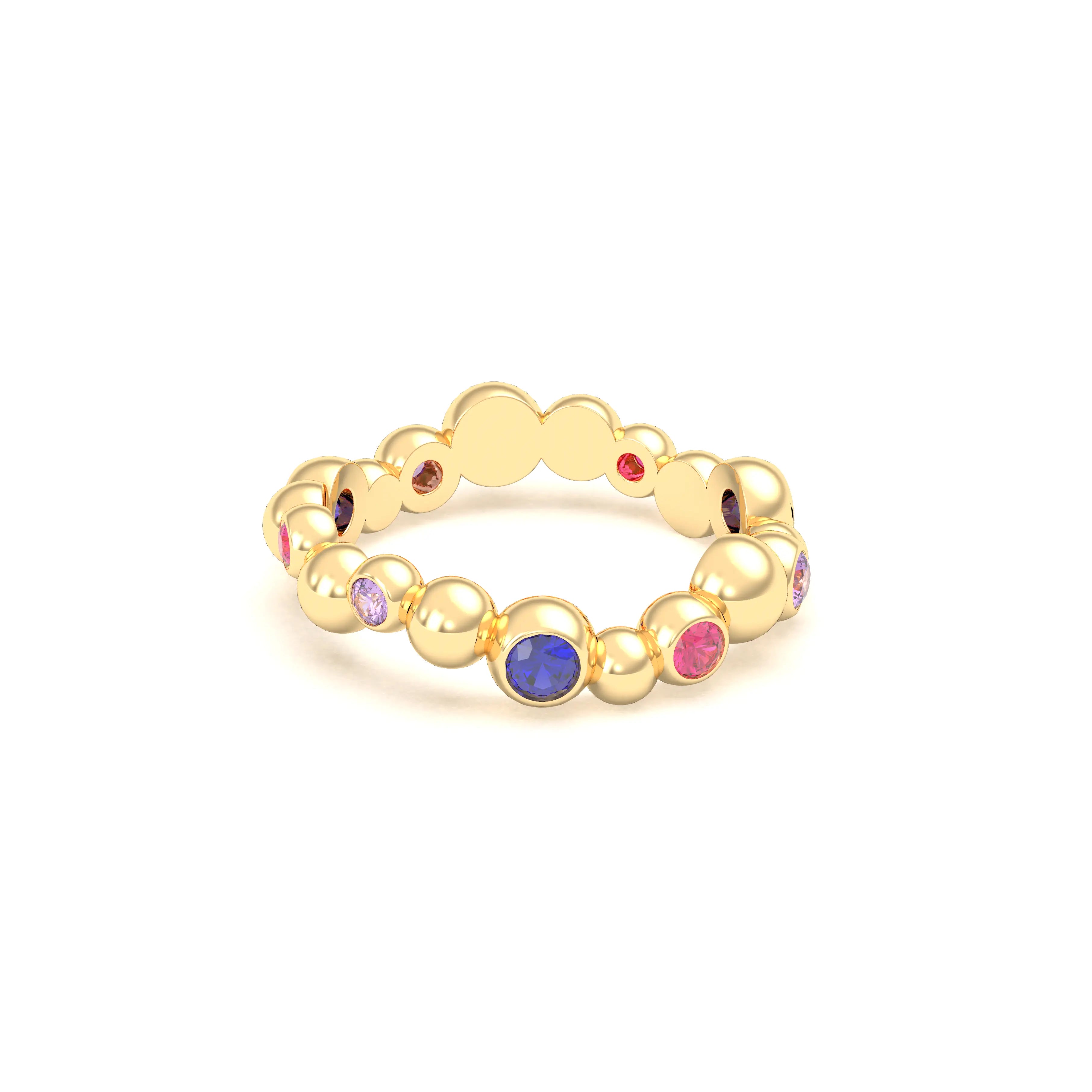 Bague Volga or jaune 18 carats avec pierres précieuses et fines personnalisables