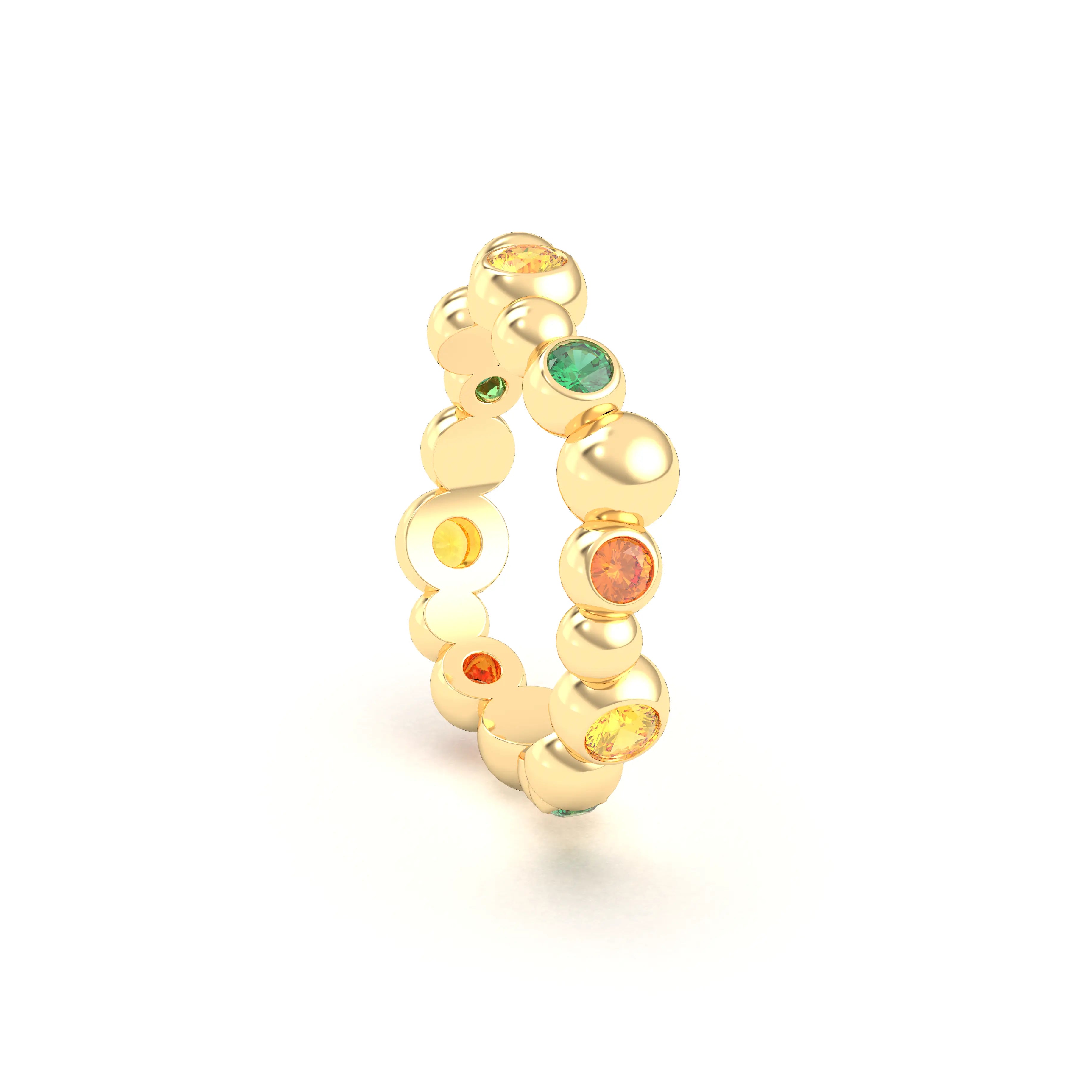 Bague Volga or jaune 18 carats avec pierres précieuses et fines personnalisables