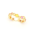 Bague Volga or jaune 18 carats avec pierres précieuses et fines personnalisables Saphirs pêche - Saphirs jaunes - Saphirs roses