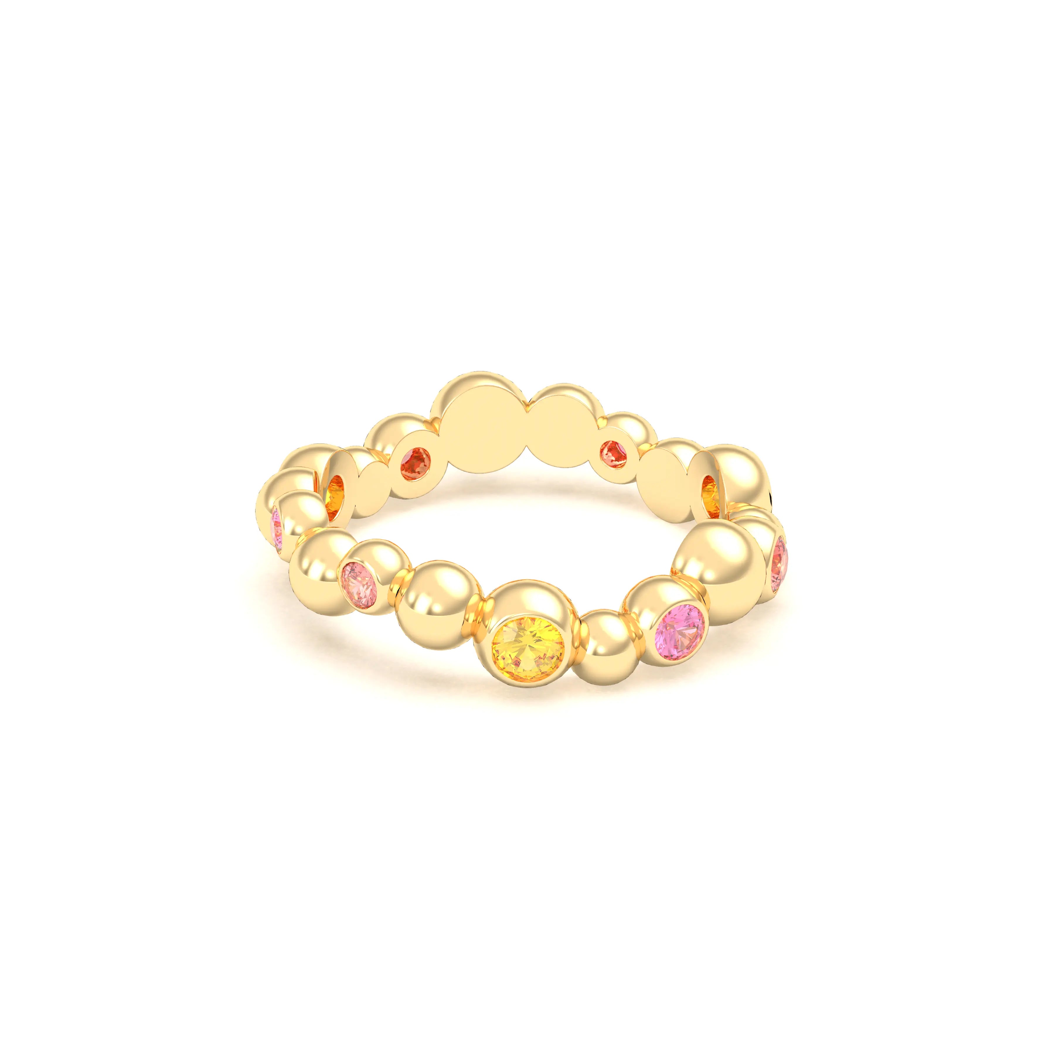 Bague Volga or jaune 18 carats avec pierres précieuses et fines personnalisables