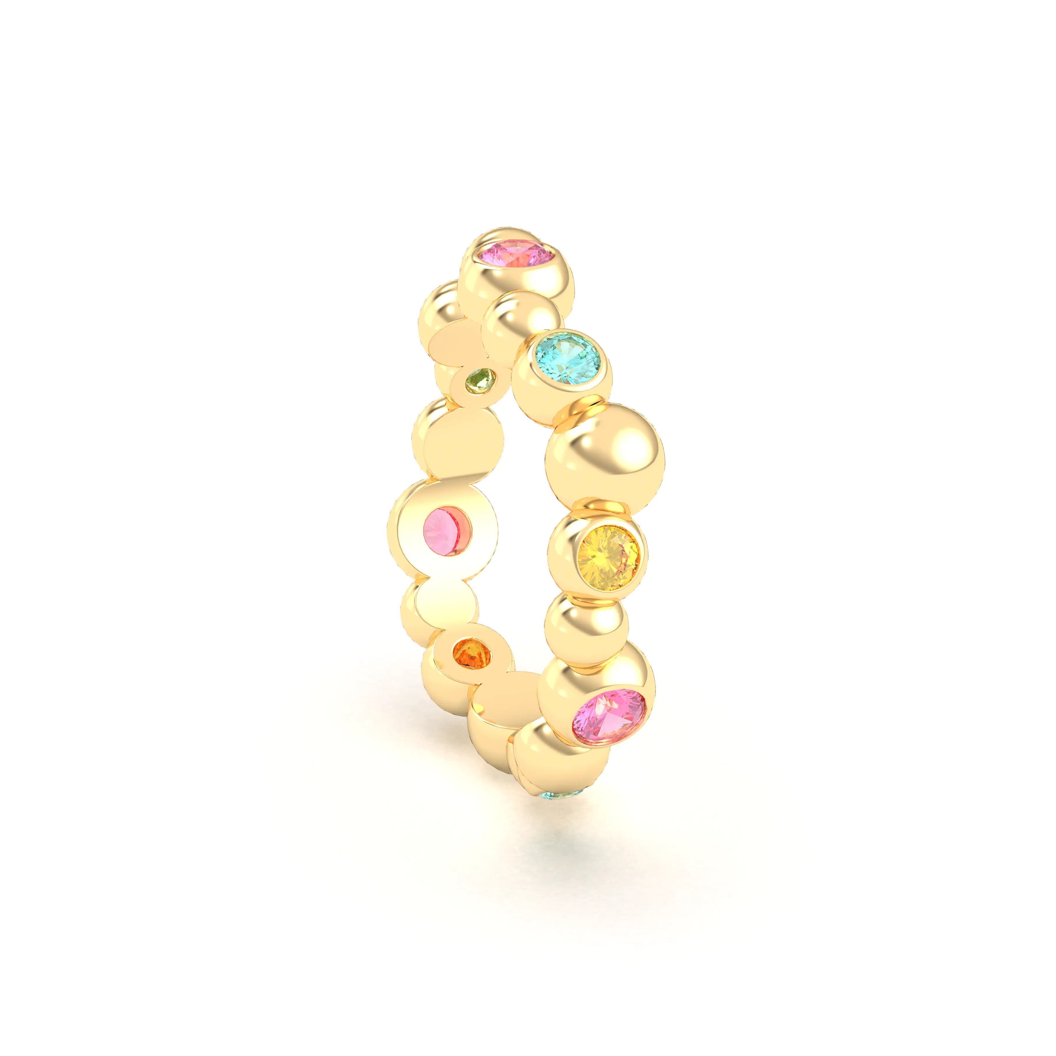 Bague Volga or jaune 18 carats avec pierres précieuses et fines personnalisables