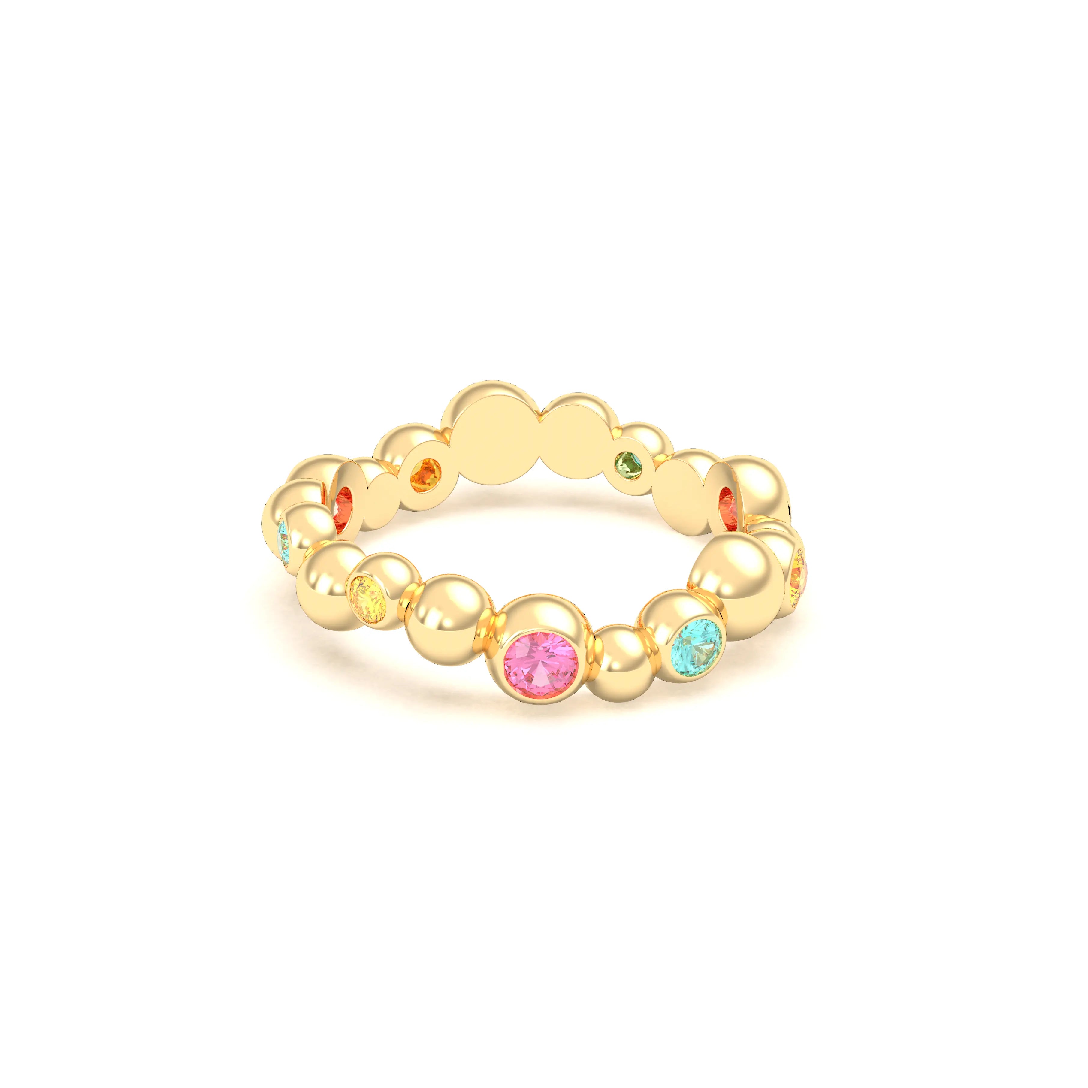 Bague Volga or jaune 18 carats avec pierres précieuses et fines personnalisables