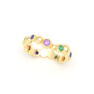 Bague Volga or jaune 18 carats avec pierres précieuses et fines personnalisables Saphirs violets - Saphirs bleus - Émeraudes