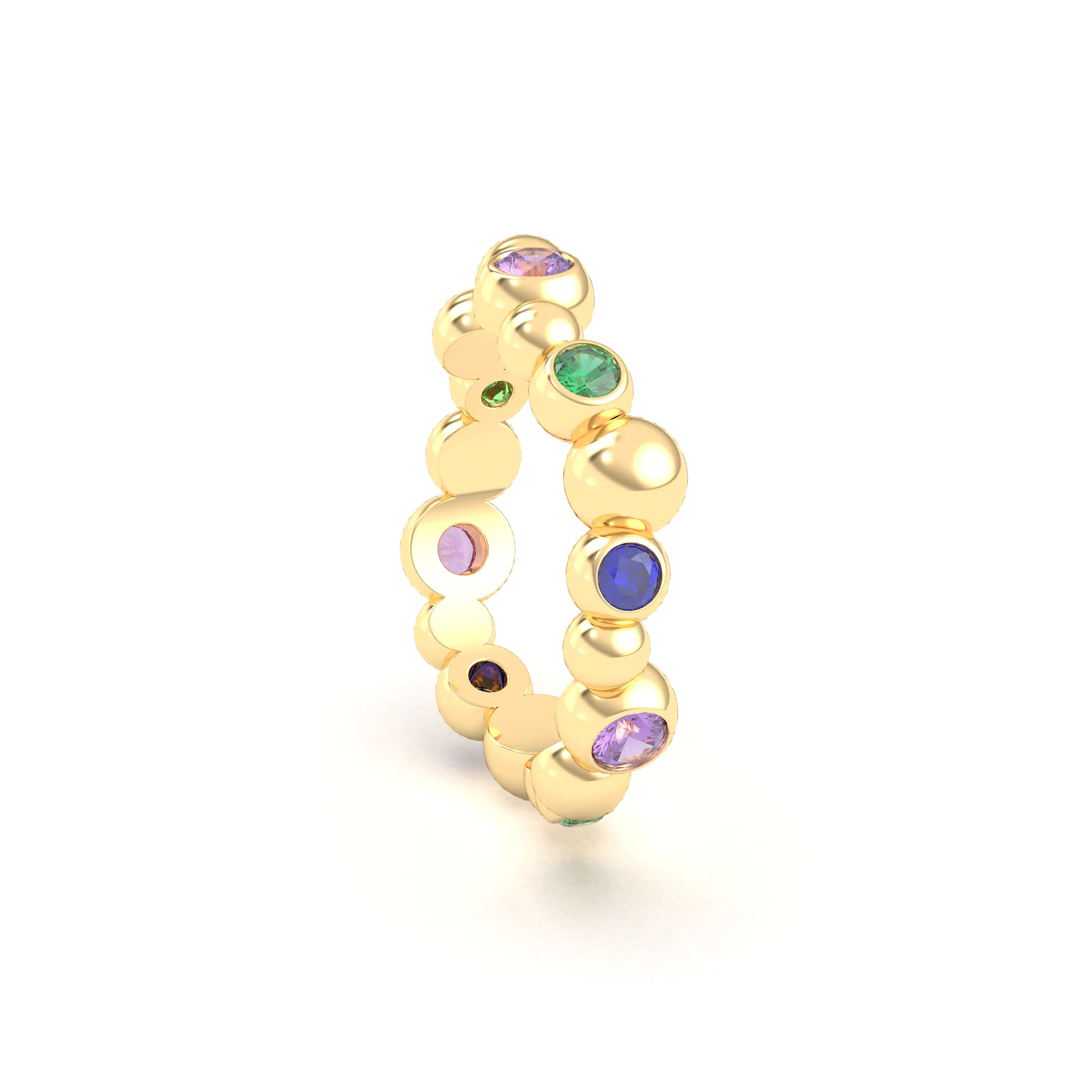 Bague Volga or jaune 18 carats avec pierres précieuses et fines personnalisables
