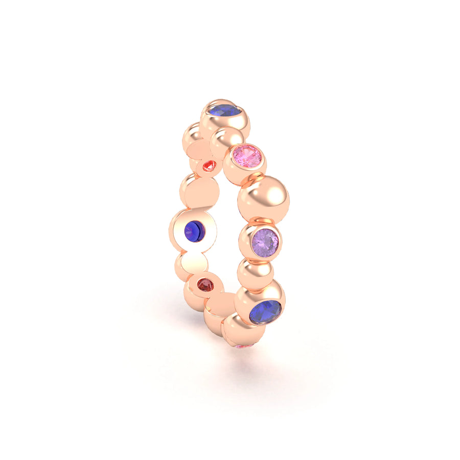 Bague de joaillerie en or rose 18 carats, vue de détail, fabriquée à l’atelier Bajoia de Sèvres