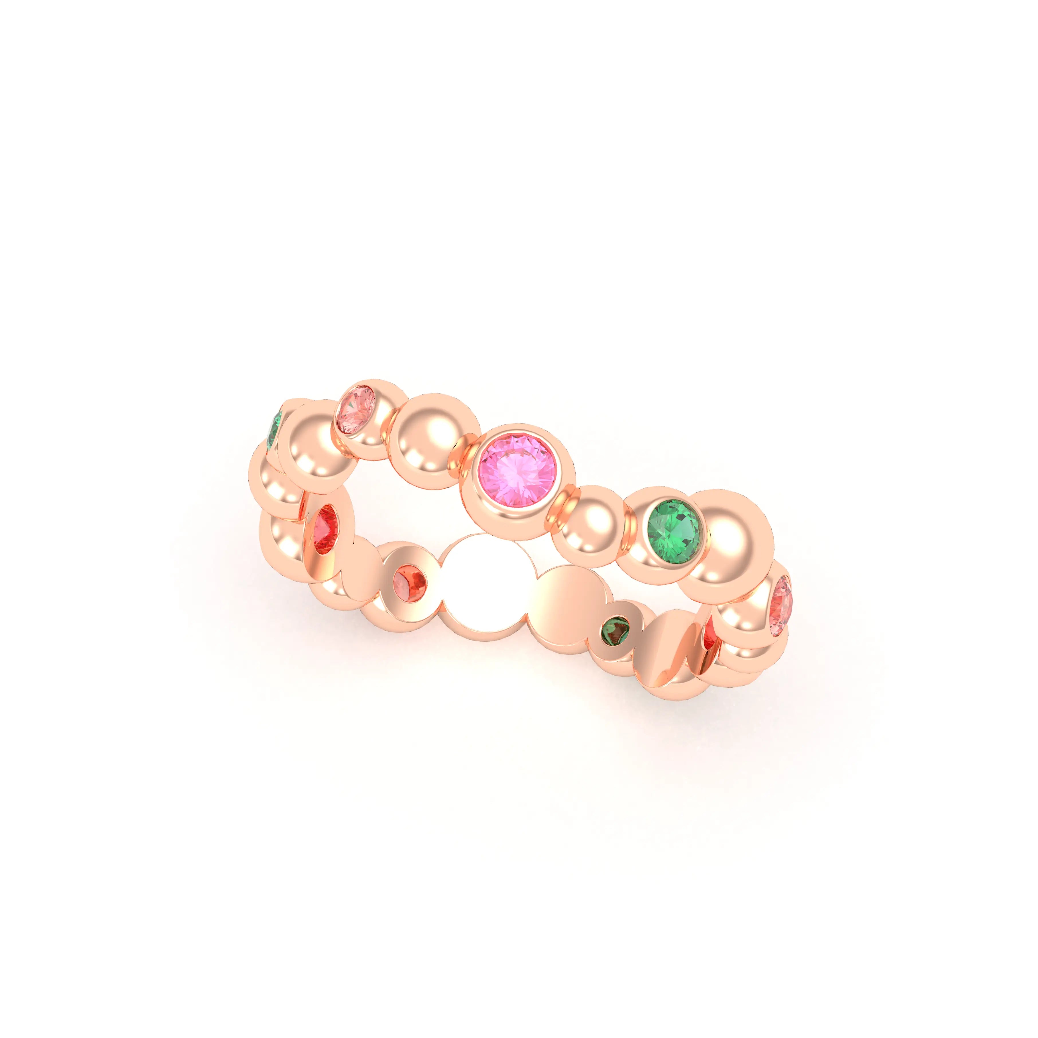 Bague Volga or rose 18 carats | Pierres précieuses et fines personnalisables Émeraudes - Saphirs pêche - Saphirs roses