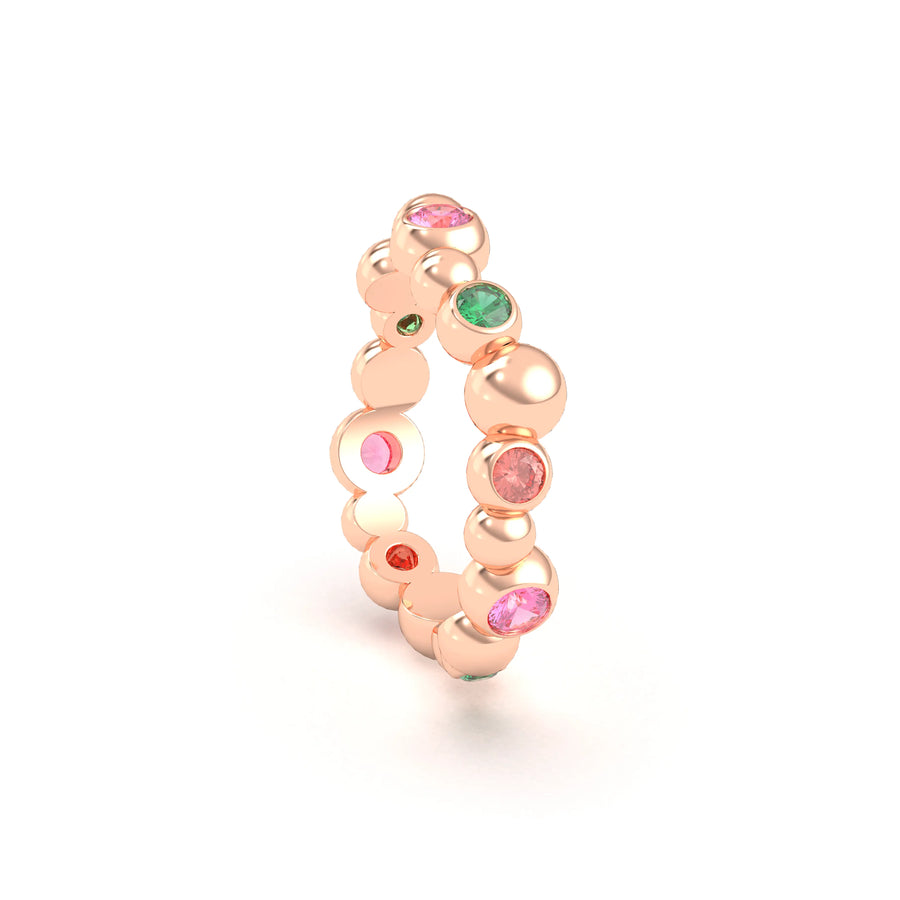 Bague de joaillerie en or rose 18 carats, vue de détail, fabriquée à l’atelier Bajoia de Sèvres