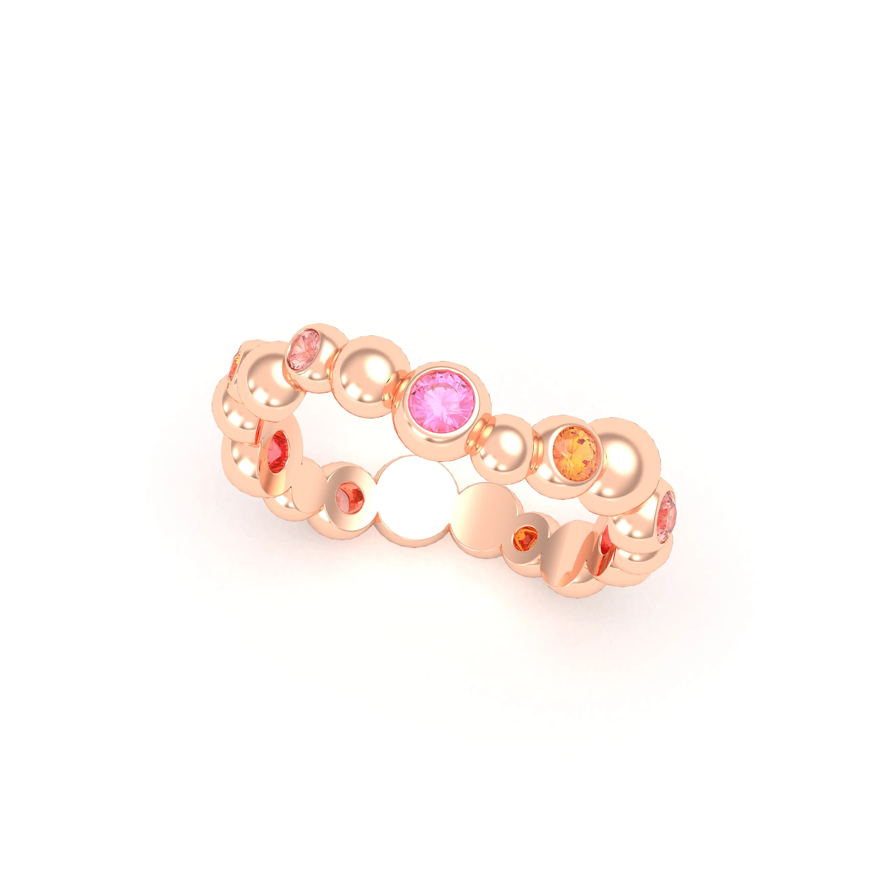 Bague Volga or rose 18 carats | Pierres précieuses et fines personnalisables Grenats mandarins - Saphirs roses - Saphirs pêches