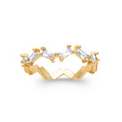 Bague zigzag zircons baguettes plaqué or, vue de face