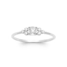 Bague zircon central et grappes de zircons latérales en argent 925