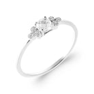Bague zircon central et grappes de zircons latérales en argent 925