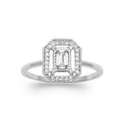 Bague zircon taille émeraude et cadre octogonal pavé en argent 925