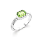 Bague femme or blanc pierre semi-précieuse peridot taille baguette