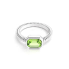 Bague femme or blanc pierre semi-précieuse Peridot taille baguette