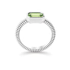 Bague femme or blanc pierre semi-précieuse peridot taille baguette