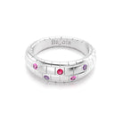 Bague brick femme en or blanc avec rubis saphirs roses et saphirs violets
