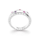 Bague brick femme en or blanc avec rubis saphirs roses et saphirs violets