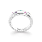 Bague brick femme en or blanc avec tourmaline paraiba saphirs roses et saphirs violets