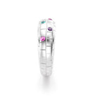 Bague brick femme en or blanc avec tourmaline paraiba saphirs roses et saphirs violets