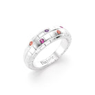 Bague brick femme en or blanc avec saphirs peches saphirs roses et saphirs violets