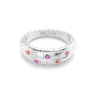 Bague brick femme en or blanc avec saphirs peches saphirs roses et saphirs violets