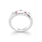 Bague brick femme en or blanc avec saphirs peches saphirs roses et saphirs violets