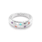 Bague brick femme en or blanc avec saphirs peches tourmaline paraiba et saphirs violets