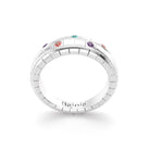 Bague brick femme en or blanc avec saphirs peches tourmaline paraiba et saphirs violets