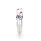 Bague brick femme en or blanc avec saphirs peches tourmaline paraiba et saphirs violets