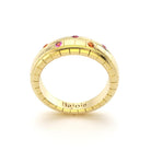 Bague brick femme en or jaune avec rubis saphirs roses grenats mandarins