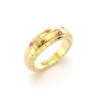Bague brick femme en or jaune avec saphir peche saphirs roses grenats mandarins