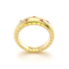 Bague brick femme en or jaune avec saphir peche saphirs roses grenats mandarins
