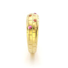 Bague brick femme en or jaune avec saphir peche saphirs roses grenats mandarins